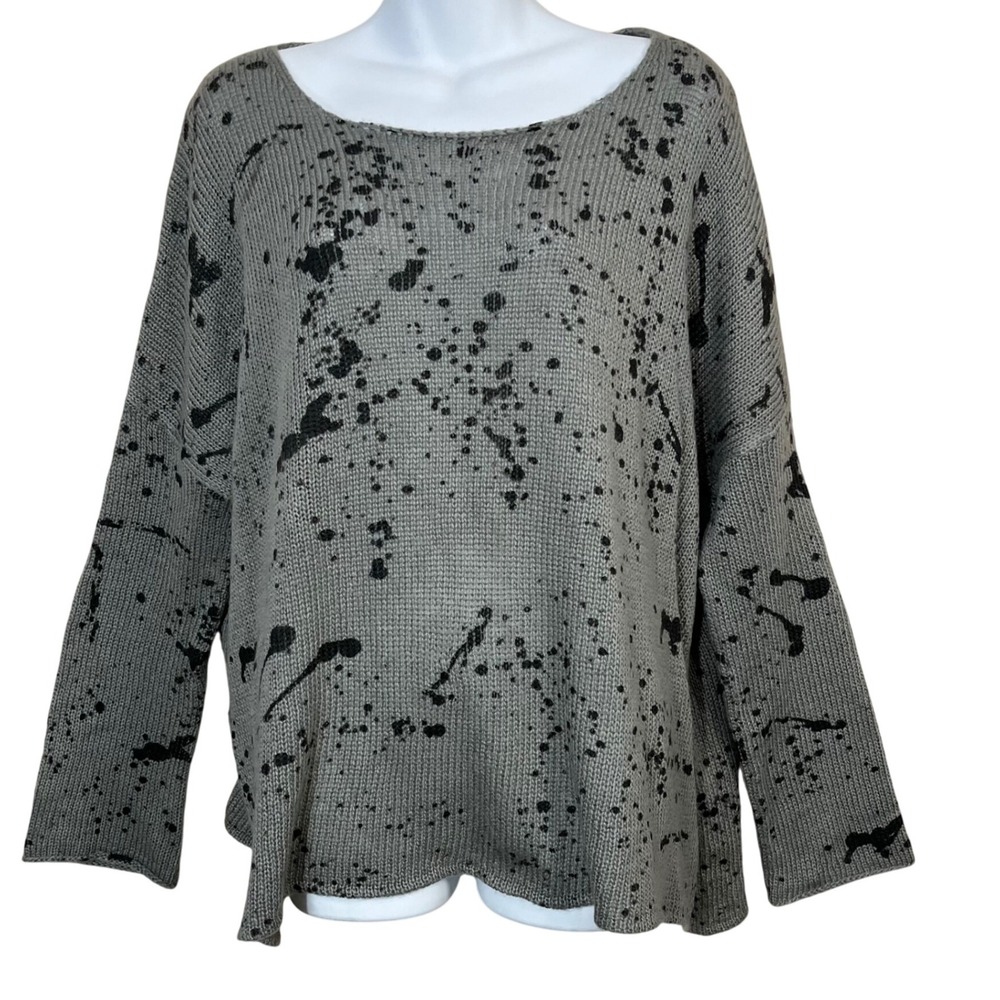 Wooden Ships Splatter Sweater‎ In Cement/Black Size Med/Large